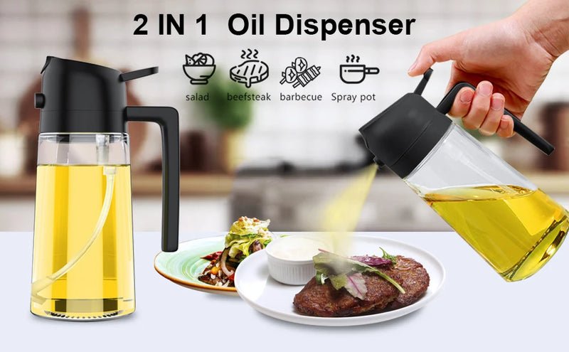 Garrafa 2 em 1 Pulverizador de óleo 500ml  de plástico e Dispenser de meio litro !!!   NÃO PERCA 
Pulverizador de Azeite de cozinha para churrasco, a mais pratica do mercado.    SUPER OFERTA SÓ NA Gold
O PORTA AZEITE MAIS